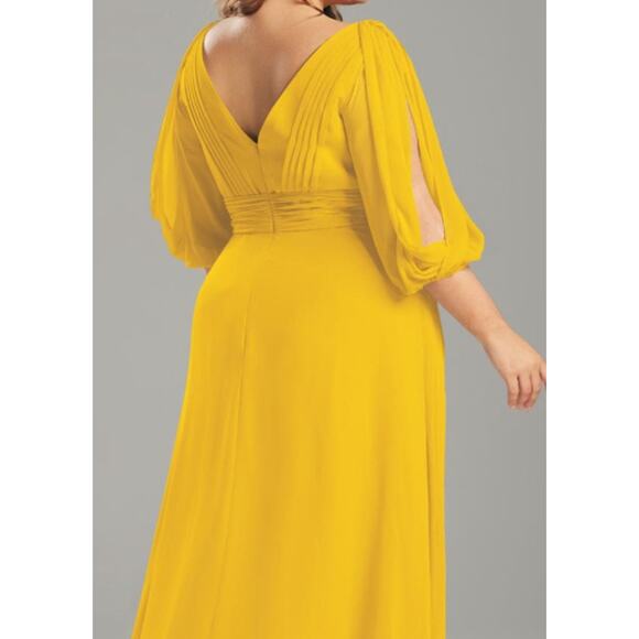 AW BRIDAL 16 2X plus mustard yellow Polly bridesmaid formal maxi dress NEW 0b10 - Picture 2 of 9